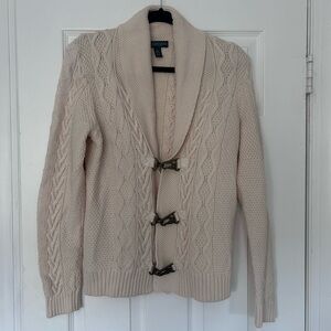 Lauren Jeans Company Ralph Lauren Open Cable Knit Cardigan-size Large
